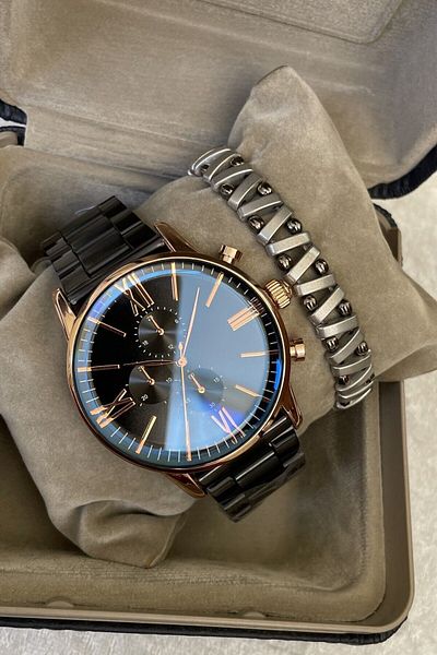 Leerybee Catch Time and Style: Sports Men's Wristwatch + Hematite Natural Stone Bracelet Gift with Special Set Price