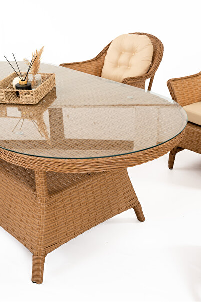 Bambuda Garden Bitez 6 Kişilik Rattan Yemek Takımı