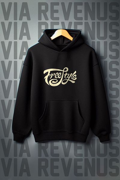 Vordevia Oversize Hooded Sweatshirt - Freestyle Printed, Kangaroo Pocket, 3 Thread Raster