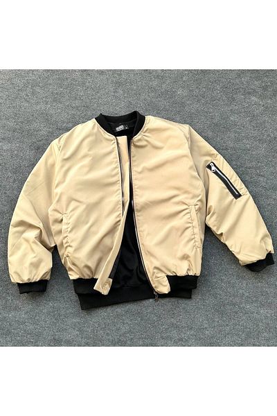 tetramoda Unisex Μπεζ Oversize Bomber Jacket