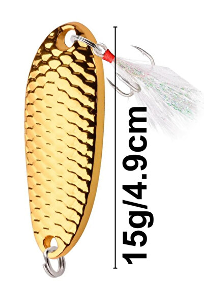 eagenset Kaşık 15gram / 4,9 c.m Altın Yapay Yem, Spin, Rapala, Jig Yem, Zoka Yem, Alabalık, Çinekop