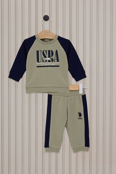 U.S. Polo Assn. قاعدة. بولو أسن بيبي بوي بدلة أطفال خضراء