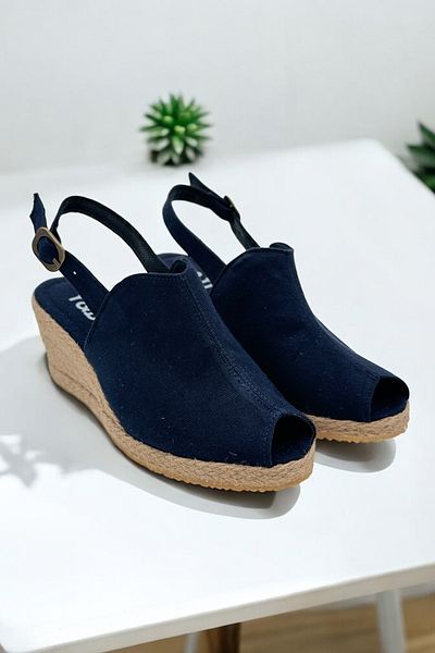 Y&D Shoes Wedge Heel Open Toe Linen Sandals Espardil