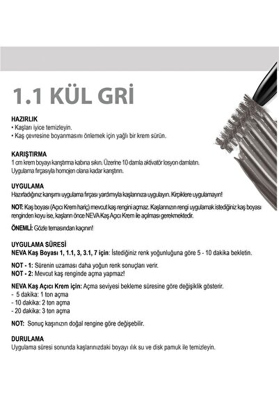 Neva 2'Lİ SET Kaş Boyası 1.1 KÜL GRİ + Kaş Açıcı Krem (vegan)