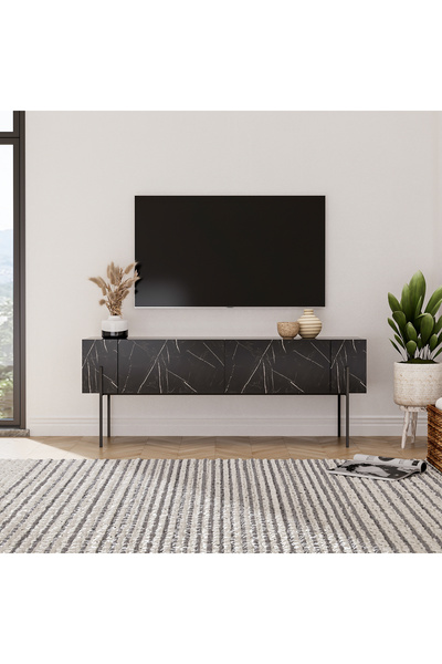 MERT SERT MOBİLYA Herman Metal Ayaklı Yüksek Tv Sehpası, Tv Ünitesi
