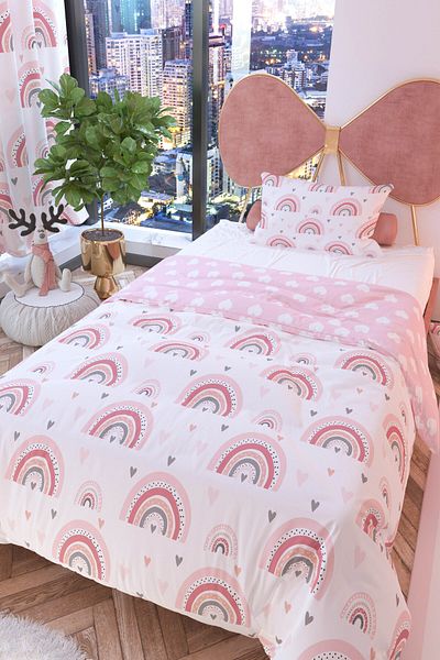 Rivaİstanbul Pastel Rainbow - Double Sided Children's Duvet Cover Set, Cotton