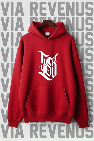 Vordevia Суитшърт с качулка и кенгуру джоб F*ck You Oversize - 3 нишки повдигнати