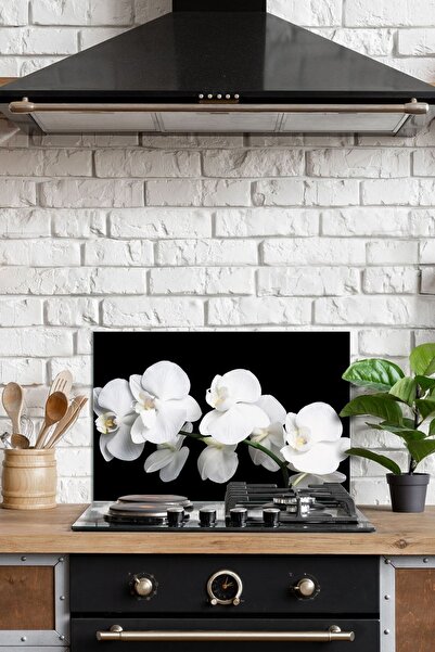 Decovetro Захисний екран для плити з малюнком білої орхідеї - 76x50 см