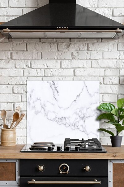 Decovetro 60x40 см Біле мармурове захисне скло для плити