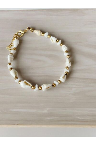 Brillo Gold Detailed Anklet with Seashells