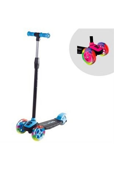 Furkan Cool Wheels 50kg Carrying Capacity Lighted Style 3 Wheel Scooter Blue