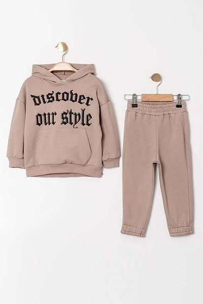 Gold Class Kidswear Diagonal 2-piece Tracksuit Set with Hood and Pocket for Boys
