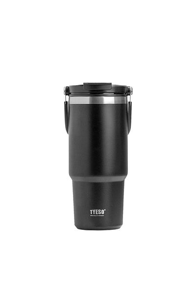 Tyeso Black Stainless Steel Thermos - Vacuum, Two Layers, 1050ml