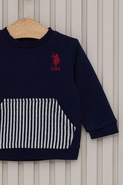 U.S. Polo Assn. طقم أطفال مكون من قطعتين باللون الأزرق الداكن