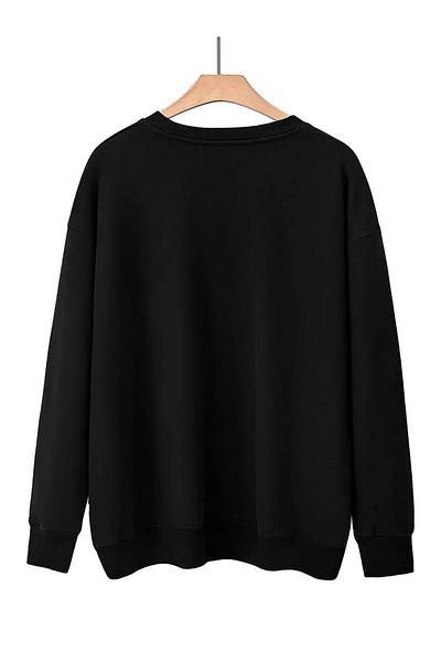 PALPİTO Hanorac negru oversize cu imprimeu Milano pentru damă - decolteu