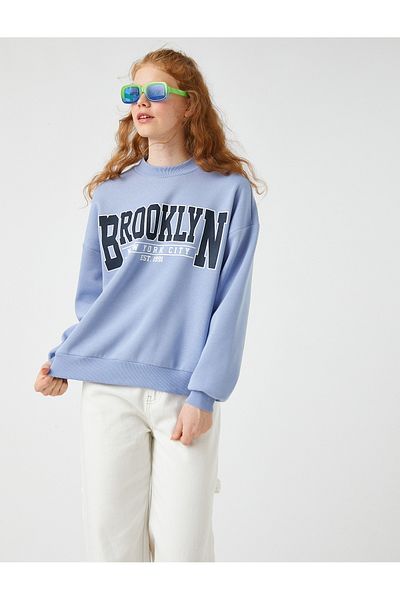 Koton Women's Blue Sweatshirt 3WAL10437IK