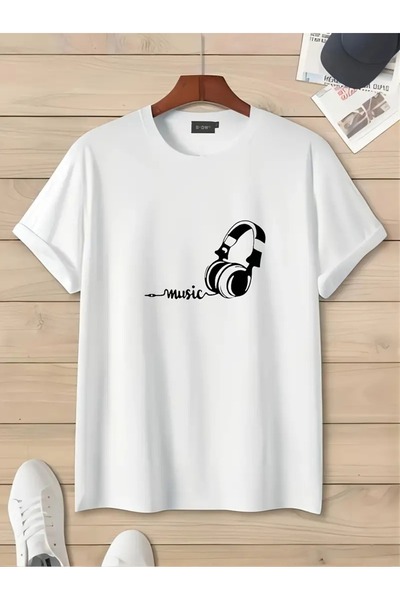 PALPİTO Tricou alb oversize - Femei, Imprimat cu căști