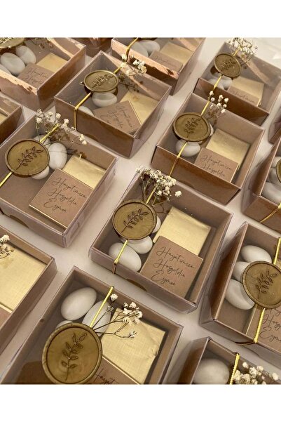 diaeventdesign Söz-nişan-nikah-doğum Günü Kraft Kutu Içeriside Badem Şekeri V...