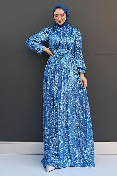 GİZ AGİYİM Βραδινό φόρεμα Blue Butterfly - Sequins