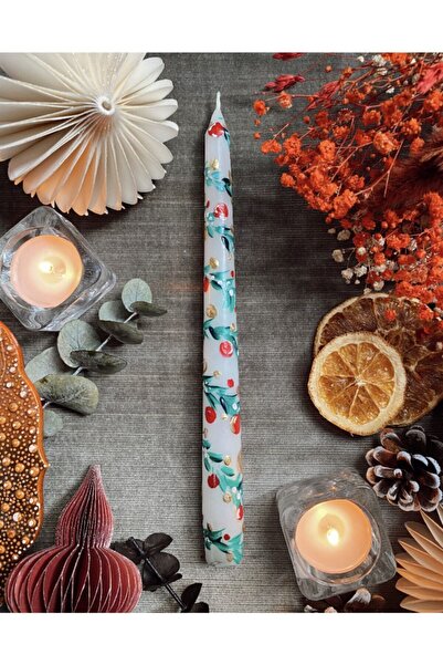 Soi Candle Store Yılbaşı Serisi El Çizimi Şamdan Mumu White Klaus