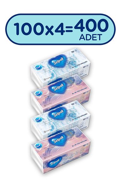 Selpak 4-Piece Hand and Face Towels - 400 Sheets
