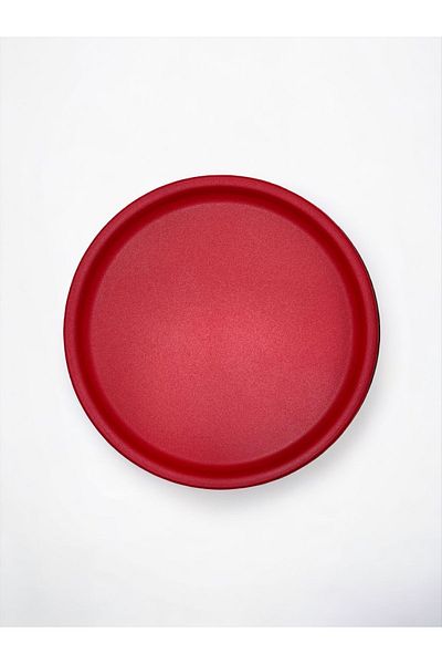 kitchen trend Single 22 Cm Red Metal Round Tea, Coffee, Cake Tray Presentation Tray