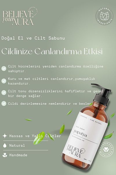 Believe Your Aura Chamomile Plant Extract Hand and Skin Liquid Soap - Vitamin E Aloe Vera Shea Butter - 500 ml