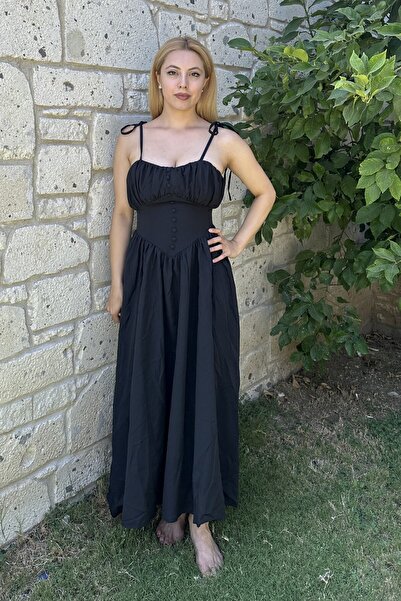 Çeşme Home Kadın Poplin Askılı Omuzdan Ayarlamalı Fermuar Kapamalı Bel Korsel...