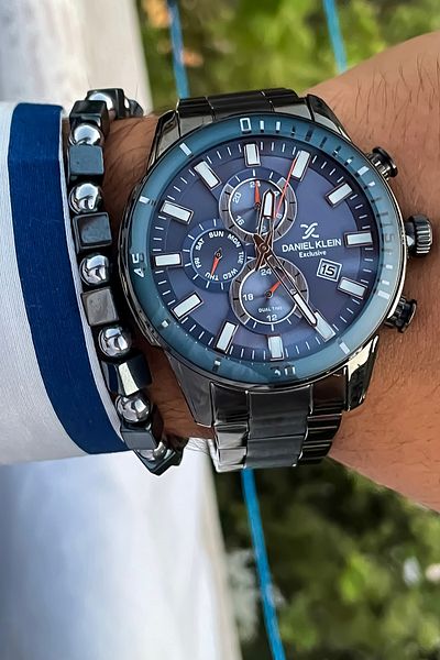 Daniel Klein Men's Steel Wristwatch and Bracelet - All Functions Active Multifunction