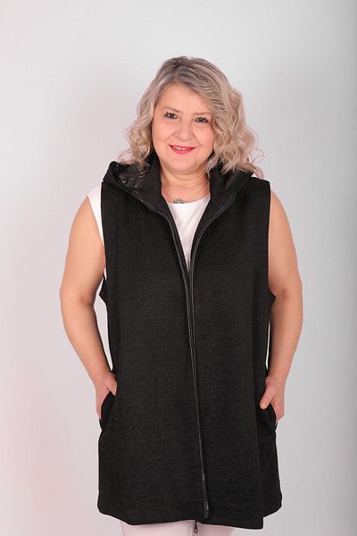 Hitit Butik Textured Fabric Black Vest