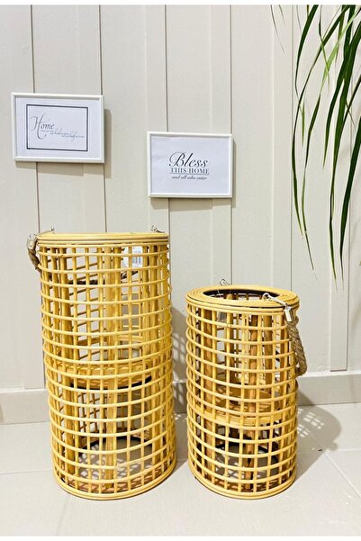 Amentes Bambu Fener Mumluk Dekor 2'li