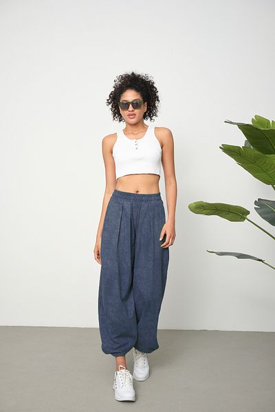 ESPİNA Cupra Fabric Women's Shalwar Trousers - Pocketed and Flowy