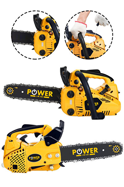 POWER BLACK German 25cc Portatif Mini Benzinli Testere Ağaç Odun Dal Budama V...