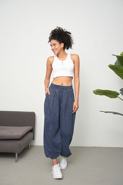 ESPİNA Cupra Fabric Women's Shalwar Trousers - Pocketed and Flowy