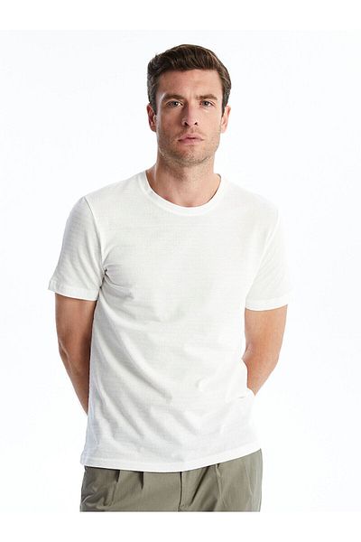 LC Waikiki Texturiertes Herren-T-Shirt – LCW, Rundhalsausschnitt, kurze Ärmel