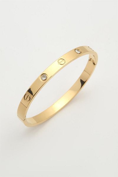 Janset Zircon Stone Handcuff Bracelet - Tarnish Stainless Steel Handcuff Bracelet