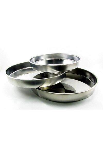 ÜZÜM ÇELİK Stainless Steel 3-Piece Baking Tray Triple Tray 31cm 34cm and 36cm Depth 4cm