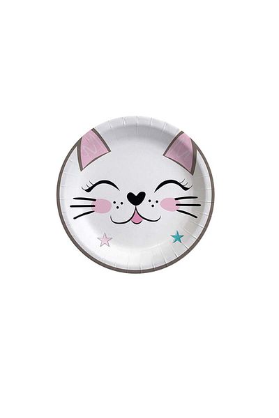 turkuaz parti Miss Cat Cardboard Cup - 8 Pieces