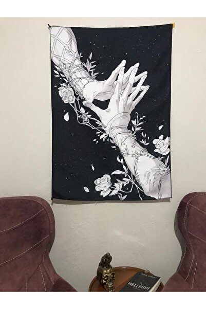 owl bag سجادة حائط بتصميم منقوش باللونين الأبيض والأسود