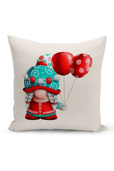 Bertille Home Πρωτοχρονιάτικη Σειρά Διπλής Όψης Ψηφιακή Εκτύπωση Μαξιλαροθήκη Ριχτάρι (Χριστουγεννιάτικο Χριστουγεννιάτικο κάλυμμα μαξιλαριού)