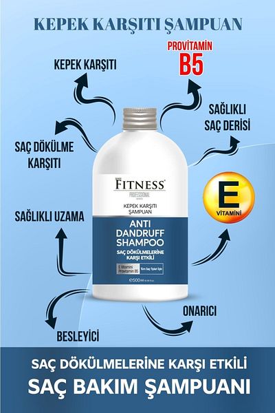 Fitness Professional 500 مل شامبو للعناية بتساقط الشعر مع فيتامين E وبروفيتامين ب5 - مضاد للقشرة