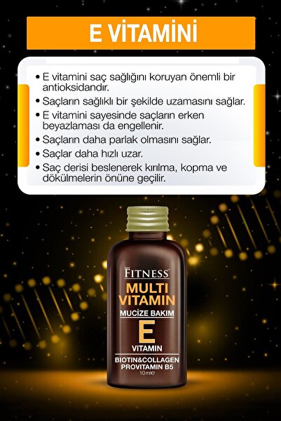 Fitness Professional Acil Onarıcı Mucize Bakım E Vitamini Biotin Collagen Provitamin B5 Multivitamin Saç Bakım Kürü 10 ml