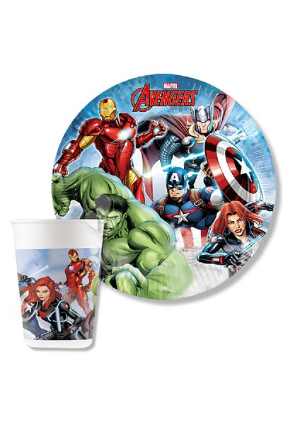turkuaz parti 8-PIECE NON-REPLANABLE-AVENGERS CARDON PLATE AND CUP SET