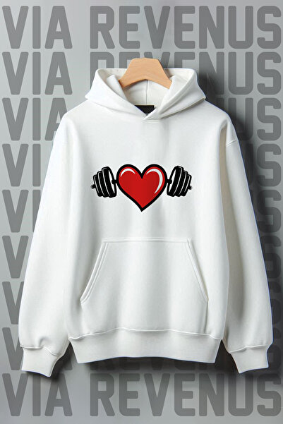 Vordevia سويت شيرت بغطاء للرأس كبير الحجم بجيب الكنغر من 3 خيوط مطبوع عليه Gy...