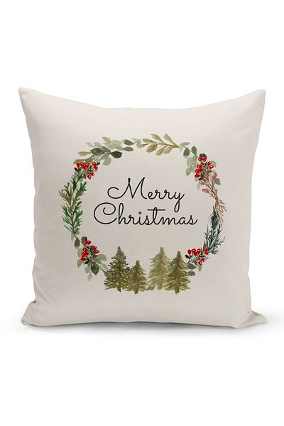 Bertille Home New Year Series Double Sided Digital Printed Throw Pillow Case (Christmas Christmas Cushion Cover)