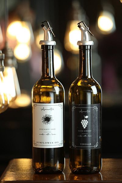 Amentes Amber 2-Piece 750 Ml Olive Oil And Vinegar Bottle Oil Pot 750 Ml