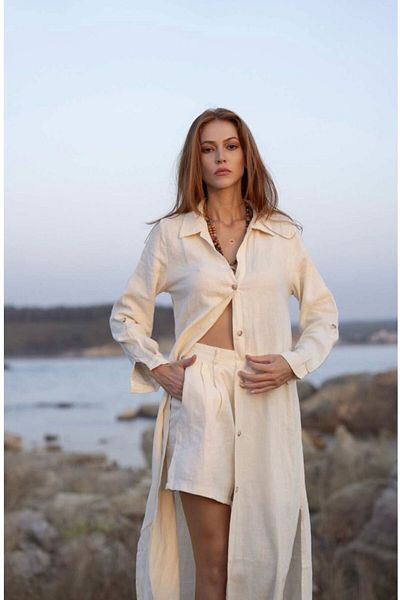 Natavan Long Linen Shirt Dress - Relaxed Fit