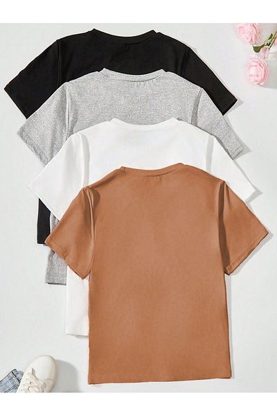 DAXİS Sportwear Company Σετ 4 Παιδικά T-Shirts με λαιμόκοψη - Κορίτσι/Αγόρι