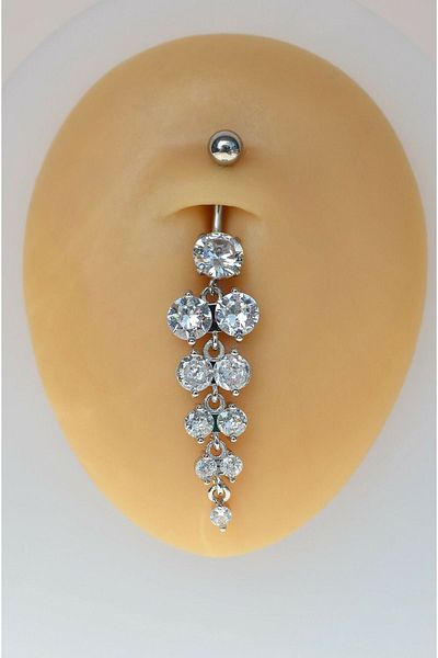 AyçaSilver Dangle Zircon Stone Grape Saliva Belly Piercing