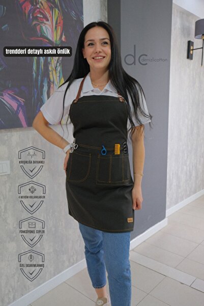 denizlicotton Trendderi Detaylı Askılı Önlük Tüm İşyerlerinin Kullanımına uyg...